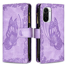 Leather Case Stands Butterfly Flip Cover Holder B03F for Xiaomi Mi 11i 5G Clove Purple