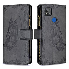 Leather Case Stands Butterfly Flip Cover Holder B03F for Xiaomi POCO C31 Black