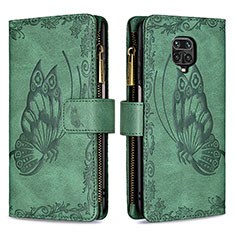 Leather Case Stands Butterfly Flip Cover Holder B03F for Xiaomi Poco M2 Pro Green