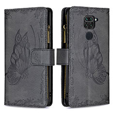 Leather Case Stands Butterfly Flip Cover Holder B03F for Xiaomi Redmi 10X 4G Black