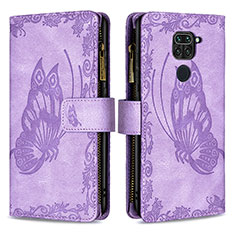 Leather Case Stands Butterfly Flip Cover Holder B03F for Xiaomi Redmi 10X 4G Clove Purple