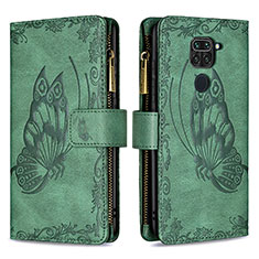 Leather Case Stands Butterfly Flip Cover Holder B03F for Xiaomi Redmi 10X 4G Green