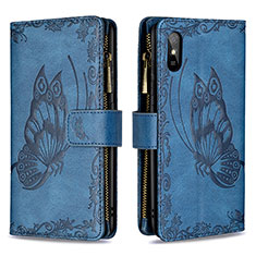 Leather Case Stands Butterfly Flip Cover Holder B03F for Xiaomi Redmi 9AT Blue