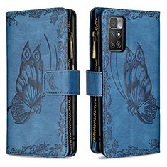 Leather Case Stands Butterfly Flip Cover Holder B03F for Xiaomi Redmi Note 11 4G (2021) Blue