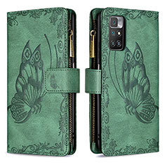 Leather Case Stands Butterfly Flip Cover Holder B03F for Xiaomi Redmi Note 11 4G (2021) Green