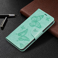 Leather Case Stands Butterfly Flip Cover Holder B13F for Samsung Galaxy S21 5G Green