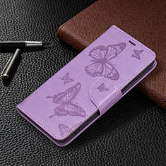 Leather Case Stands Butterfly Flip Cover Holder B13F for Samsung Galaxy S21 FE 5G Clove Purple