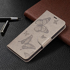 Leather Case Stands Butterfly Flip Cover Holder B13F for Samsung Galaxy S22 Plus 5G Gray