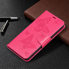 Leather Case Stands Butterfly Flip Cover Holder B13F for Samsung Galaxy S23 5G Hot Pink