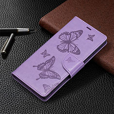 Leather Case Stands Butterfly Flip Cover Holder B13F for Samsung Galaxy S24 Ultra 5G Clove Purple