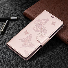 Leather Case Stands Butterfly Flip Cover Holder B13F for Samsung Galaxy S24 Ultra 5G Gold