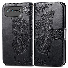 Leather Case Stands Butterfly Flip Cover Holder for Asus ROG Phone 7 Black