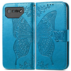 Leather Case Stands Butterfly Flip Cover Holder for Asus ROG Phone 7 Blue