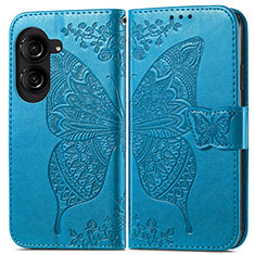 Leather Case Stands Butterfly Flip Cover Holder for Asus ZenFone 10 Blue