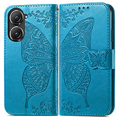 Leather Case Stands Butterfly Flip Cover Holder for Asus Zenfone 9 Blue