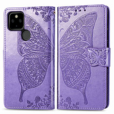 Leather Case Stands Butterfly Flip Cover Holder for Google Pixel 5 Clove Purple