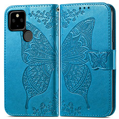 Leather Case Stands Butterfly Flip Cover Holder for Google Pixel 5a 5G Blue