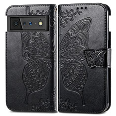 Leather Case Stands Butterfly Flip Cover Holder for Google Pixel 6 Pro 5G Black