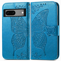 Leather Case Stands Butterfly Flip Cover Holder for Google Pixel 7 5G Blue