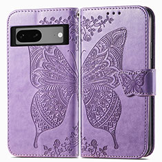 Leather Case Stands Butterfly Flip Cover Holder for Google Pixel 7 5G Clove Purple