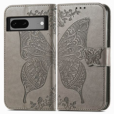 Leather Case Stands Butterfly Flip Cover Holder for Google Pixel 7 5G Gray