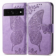 Leather Case Stands Butterfly Flip Cover Holder for Google Pixel 7 Pro 5G Clove Purple