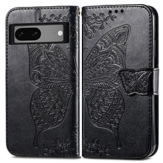 Leather Case Stands Butterfly Flip Cover Holder for Google Pixel 7a 5G Black