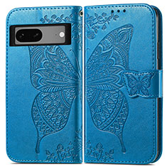 Leather Case Stands Butterfly Flip Cover Holder for Google Pixel 7a 5G Blue