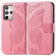 Leather Case Stands Butterfly Flip Cover Holder for HTC U23 5G Hot Pink