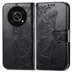 Leather Case Stands Butterfly Flip Cover Holder for Huawei Enjoy 50 Pro Black