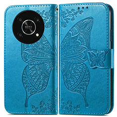 Leather Case Stands Butterfly Flip Cover Holder for Huawei Enjoy 50 Pro Blue