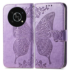 Leather Case Stands Butterfly Flip Cover Holder for Huawei Enjoy 50 Pro Clove Purple