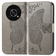 Leather Case Stands Butterfly Flip Cover Holder for Huawei Enjoy 50 Pro Gray