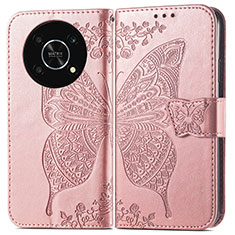 Leather Case Stands Butterfly Flip Cover Holder for Huawei Enjoy 50 Pro Rose Gold