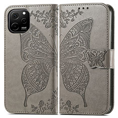 Leather Case Stands Butterfly Flip Cover Holder for Huawei Enjoy 50z Gray