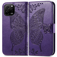 Leather Case Stands Butterfly Flip Cover Holder for Huawei Enjoy 50z Purple