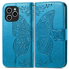 Leather Case Stands Butterfly Flip Cover Holder for Huawei Honor 60 SE 5G Blue