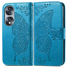 Leather Case Stands Butterfly Flip Cover Holder for Huawei Honor 70 5G Blue