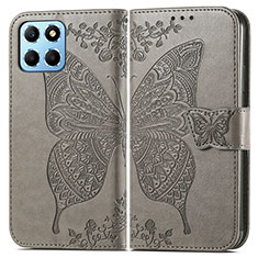 Leather Case Stands Butterfly Flip Cover Holder for Huawei Honor 70 Lite 5G Gray