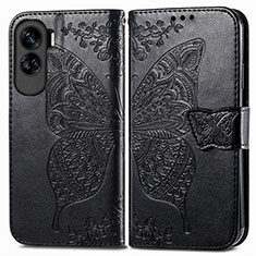 Leather Case Stands Butterfly Flip Cover Holder for Huawei Honor 90 Lite 5G Black