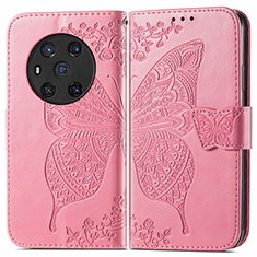 Leather Case Stands Butterfly Flip Cover Holder for Huawei Honor Magic3 5G Hot Pink