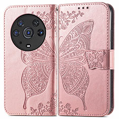 Leather Case Stands Butterfly Flip Cover Holder for Huawei Honor Magic3 Pro 5G Rose Gold