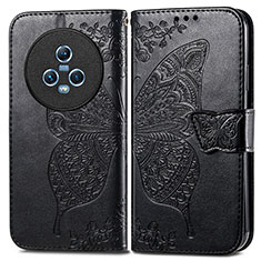 Leather Case Stands Butterfly Flip Cover Holder for Huawei Honor Magic5 5G Black