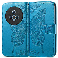 Leather Case Stands Butterfly Flip Cover Holder for Huawei Honor Magic5 5G Blue