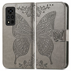 Leather Case Stands Butterfly Flip Cover Holder for Huawei Honor V40 5G Gray