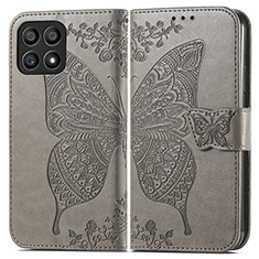 Leather Case Stands Butterfly Flip Cover Holder for Huawei Honor X30i Gray