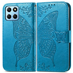 Leather Case Stands Butterfly Flip Cover Holder for Huawei Honor X6 5G Blue