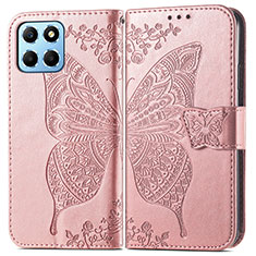 Leather Case Stands Butterfly Flip Cover Holder for Huawei Honor X6 5G Rose Gold