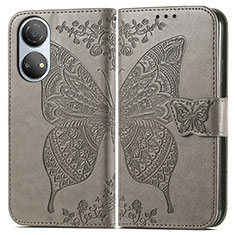 Leather Case Stands Butterfly Flip Cover Holder for Huawei Honor X7 Gray