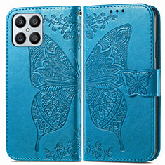 Leather Case Stands Butterfly Flip Cover Holder for Huawei Honor X8 4G Blue